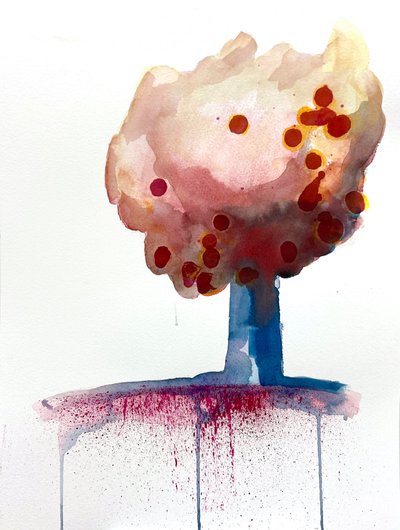 Red Spots, 2022 (acuarela sobre papel Langton de 300 g/m² prensado en frío) de Monica Perez Vega