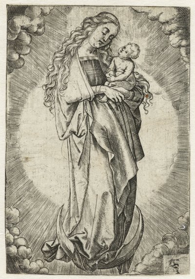 María con el Niño en la Luna Creciente de Monogrammist ASF