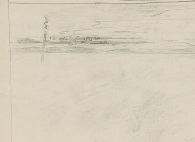 Paisaje marino con muelle y figura en la línea de marea de Monogrammist DS (tekenaar)