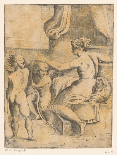 Venus con dos putti de Monogrammist FP (Italië; 16e eeuw)