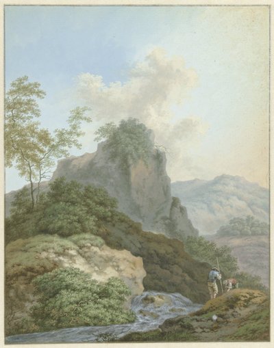Paisaje con dos niños junto a un arroyo de Monogrammist FWH (possibly)
