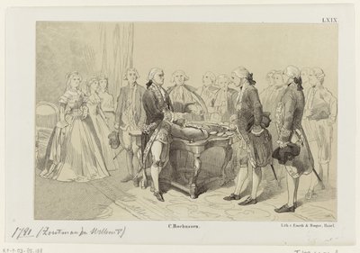 William V honra a los héroes de la batalla naval en Dogger Bank, 1781 de Monogrammist IHM