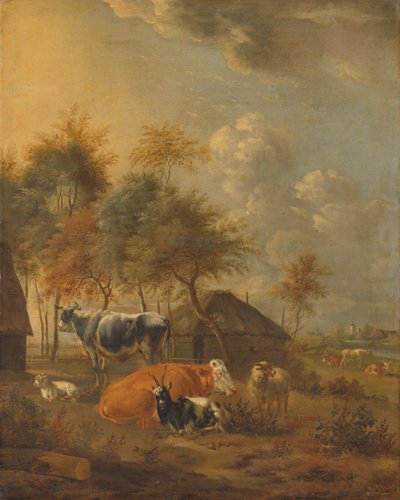 Paisaje con animales de Monogrammist IL (schilder)