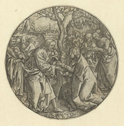 Cristo se despide de María de Monogrammist L (graveur, Nederland)