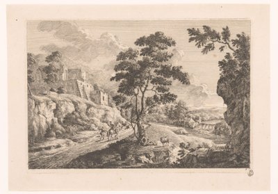 Paisaje con casas en una montaña. de Monogrammist MEG