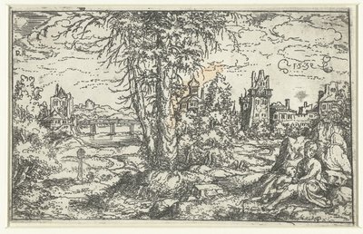 paisaje con mujer y niño de Monogrammist PS (Duitsland)