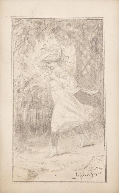 Chica corriendo al viento de Monogrammist RM.