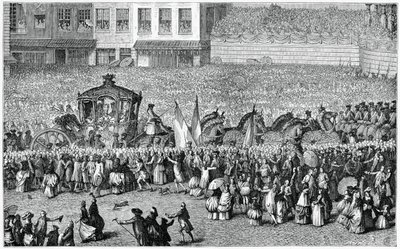Carruaje tirado por caballos en un desfile, 1782, 1885 de Moreau