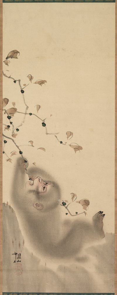 Mono colgando de una rama, 1780 de Mori Sosen