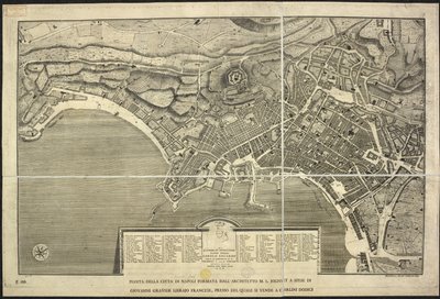 Mapa de Nápoles, Plano de la ciudad de Nápoles ... M.L. Jolivet... belin. [sic] y sclp. 1755 (grabado) de Morise Lewes Jolivet