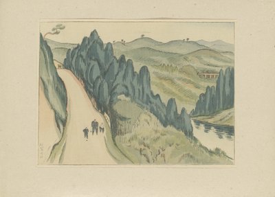 El río Agá Agagawa (título sobre el objeto) Segunda parte, área de Aizu (título de la serie) Dai nishû, Aizu no bu (título de la serie) Impresiones de paisajes japoneses (título de la serie) Nihon fûkei hanga (título de la serie) de Morita Tsunetomo