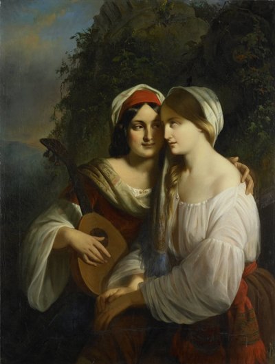 Dos mujeres con traje italiano de Moritz Calisch (signed by artist)