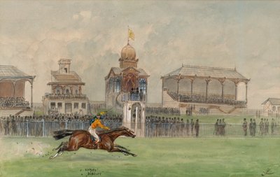 Carreras de caballos en el Freudenau en Viena 1884 de Moritz Ledeli