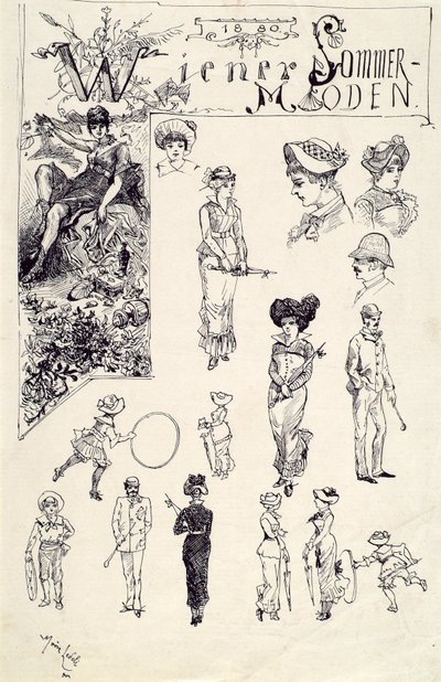 Tipos vieneses 1880 (moda vienesa de verano) de Moritz Ledeli