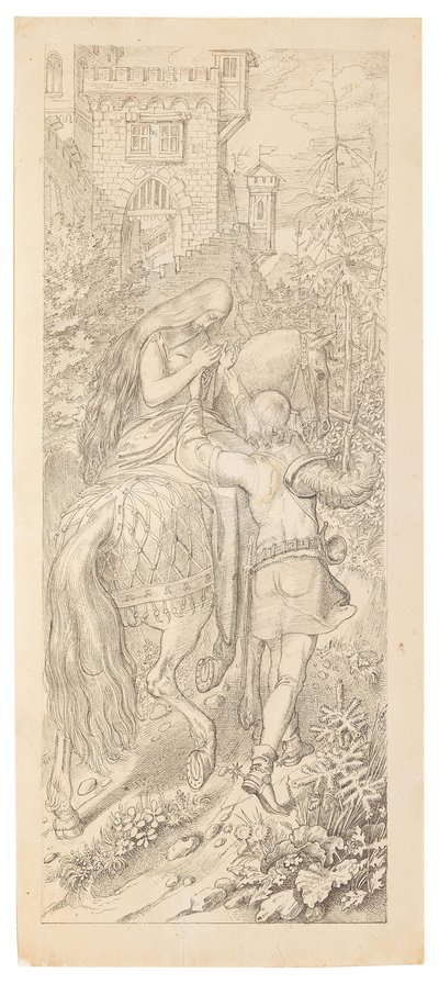 Una escena del cuento de hadas Los siete cuervos y su fiel hermana, 1830-1831 de Moritz Ludwig von Schwind