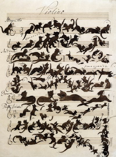 La Sinfonía del Gato (Die Katzensymphony) dibujo de Moritz von Schwind de 1868. Staatliche Kunsthalle Karlsruhe. de Moritz Ludwig von Schwind