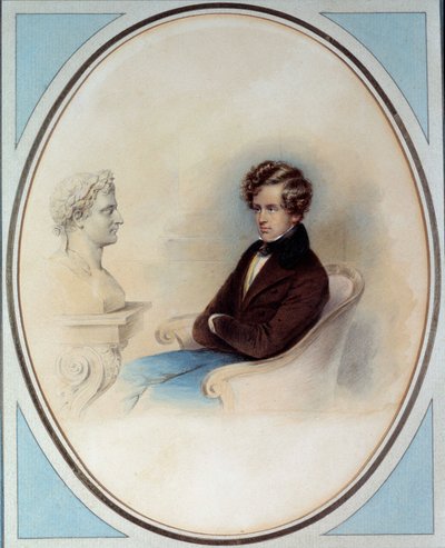 Retrato del Rey de Roma Napoleón II, Duque de Reichstadt (1811-1832), hijo del Emperador Napoleón I (1769-1821), frente al busto de su padre. Impresión de Moritz Michael Daffinger (1790-1849) siglo XIX Colección privada de Moritz Michael Daffinger