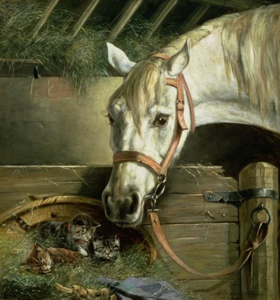 Caballo y gatitos, 1890 de Moritz Muller