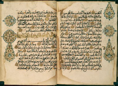 Un Corán escrito en escritura magrebí, Or. 1405, ff.370v-371 de Moroccan School