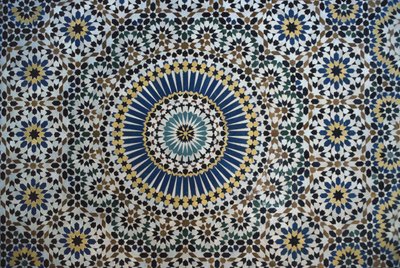 Kasbah de Thamiel glaoui, azulejos zellij, detalle de Moroccan School