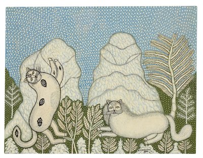 Gatos en la nieve de Morris Hirshfield