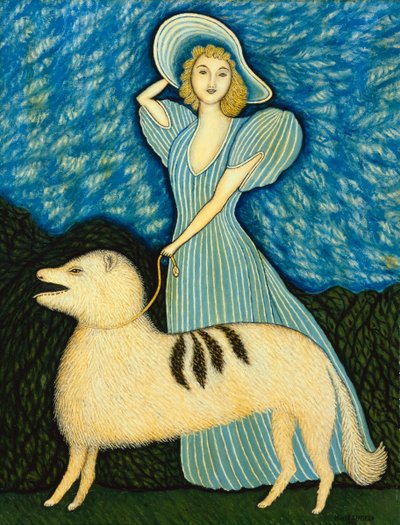 Chica con perro de Morris Hirshfield
