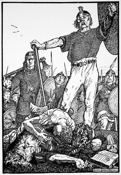 Muerte de Brian Boru en la Batalla de Clontarf, Irlanda, 1014 de Morris Meredith Williams