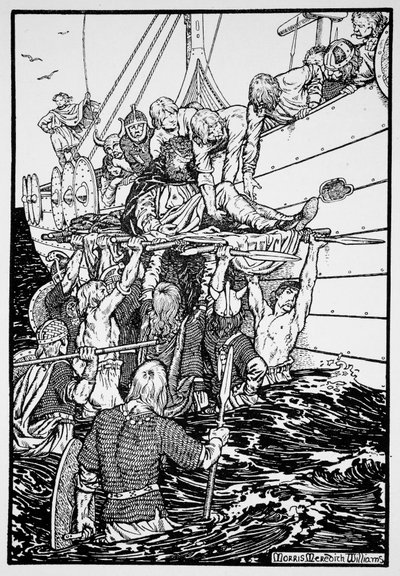 El rey Haakon moribundo llevado a su barco, 961 1913 de Morris Meredith Williams