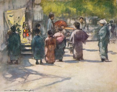 Frente al puesto, c1887, 1901 de Mortimer L Menpes