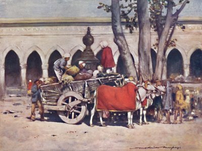Escena fuera de la Estación de Ferrocarril durante el Durbar de Delhi, 1903 de Mortimer L Menpes