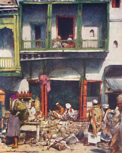 Un bazar concurrido en Delhi, 1905 de Mortimer Ludington Menpes