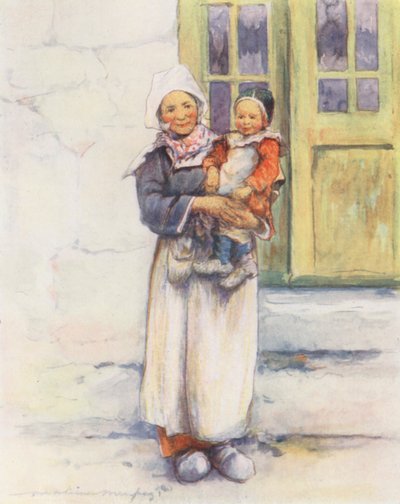 A Little Mother (litografía en color) de Mortimer Ludington Menpes