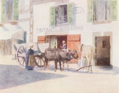 Un carro de arena en el muelle de Pont-Aven (litografía en color) de Mortimer Ludington Menpes