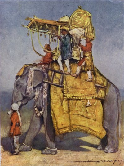Un elefante estatal con todos sus adornos de Mortimer Ludington Menpes