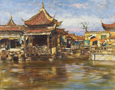 Una casa de té, Shanghái, c.1909 de Mortimer Ludington Menpes