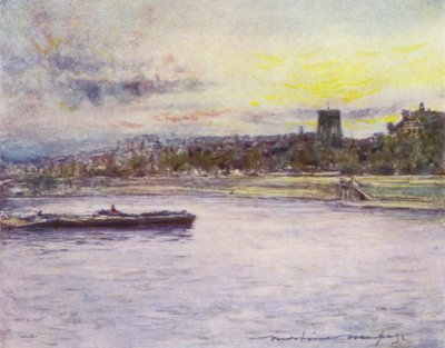 Chelsea Reach, con la iglesia vieja de Mortimer Ludington Menpes