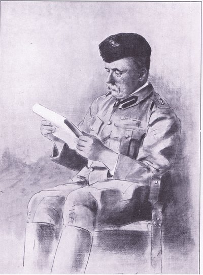 Coronel French, ilustración de Después de Pretoria: La Guerra de Guerrillas, 1902 de Mortimer Ludington Menpes