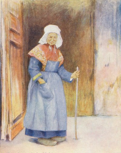 En el Pórtico de la Catedral, Quimper (litografía en color) de Mortimer Ludington Menpes