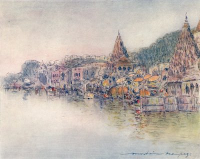 En las orillas del río sagrado, Benarés, 1905 de Mortimer Ludington Menpes