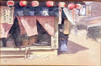 Fuera de una casa de té, Japón, c.1887-88 de Mortimer Ludington Menpes