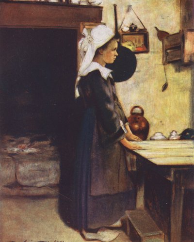 La pequeña ama de casa (litografía en color) de Mortimer Ludington Menpes