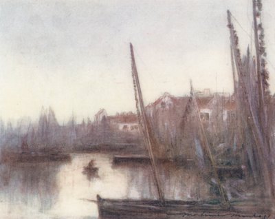 La Flota de la Sardina, Concarneau (litografía en color) de Mortimer Ludington Menpes
