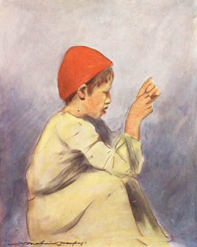 Niños del mundo: Niño sastre (litografía en color) de Mortimer Ludington Menpes