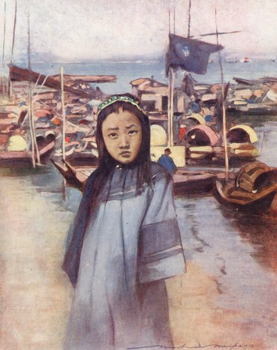 Niños del mundo: Chinese, A Bargee Girl (litografía en color) de Mortimer Ludington Menpes
