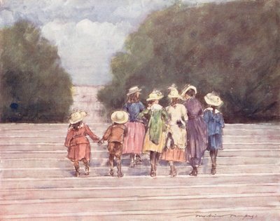 Niños del mundo: Francés, En los jardines de las Tullerías (litografía en color) de Mortimer Ludington Menpes