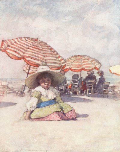 Niños del mundo: Francés, En la playa de Trouville (litografía en color) de Mortimer Ludington Menpes
