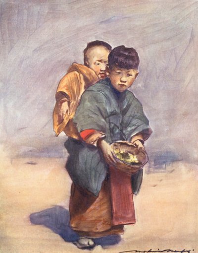 Niños del mundo: Japonés, Madrecita (litografía en color) de Mortimer Ludington Menpes