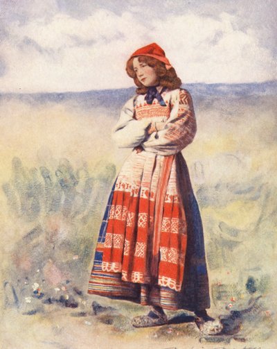 Niños del mundo: Ruso, Esperando (litografía en color) de Mortimer Ludington Menpes
