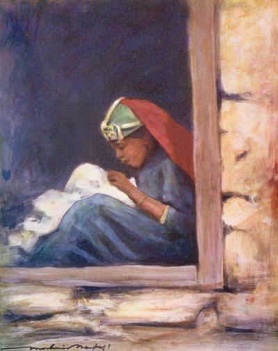 Niños del mundo: Costura (litografía en color) de Mortimer Ludington Menpes