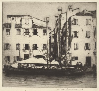 Barcos en un canal, isla veneciana de Mortimer Menpes